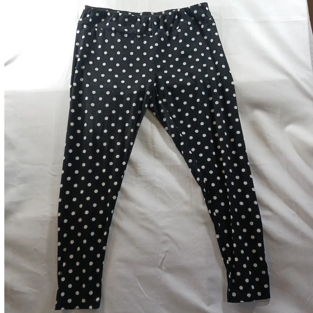 Time and‎ Tru Womens XXL 20 Black White Polka Dot Leggings Elastic Waist Pants